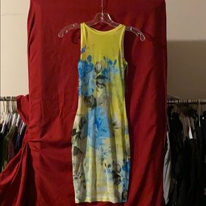 Women’s sheer yellow dress with flowers